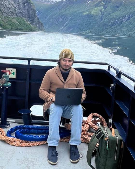 Working on a ferry in a Norwegian fjord